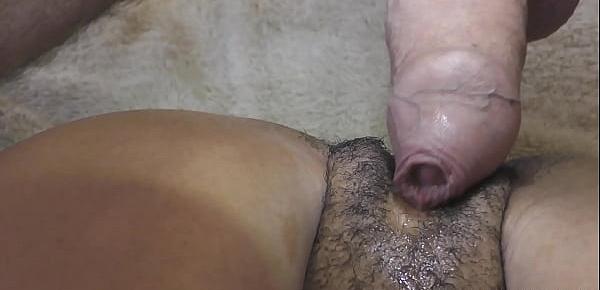  Very close up ebony pussy creampied by BWC